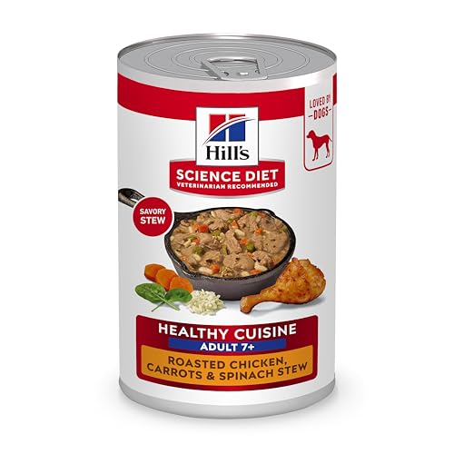 Hill's Science Diet Adult 7+ Healthy Cuisine Wet Dog Food, Roasted Chicken, Carrots, & Spinach Stew, 12.5 oz. Cans, 12-Pack