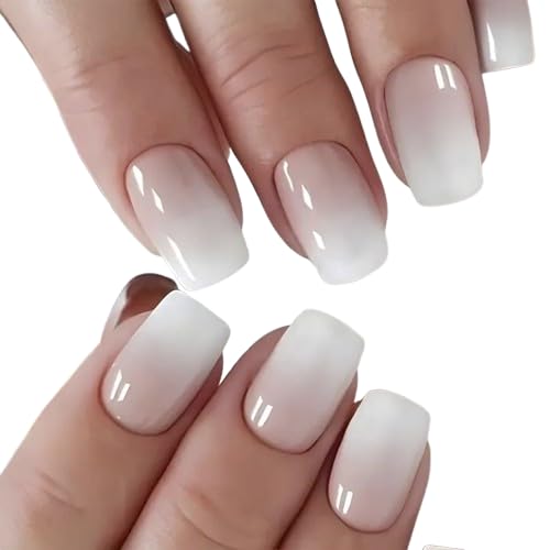 24 PCS Stylish French Glossy Artificial Nails – Long-Lasting Press-On False Nails with Easy Wear & Nail File Set – Trendy Manicure Kit for Women & Girls (5, Set)