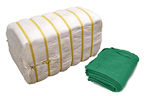 Pro-Clean Basics A21843 Premium Heavy Duty Reusable Cleaning Shop Towels, Commercial Grade, 100% Cotton, 10" x 12", Green, Bale of 2,500