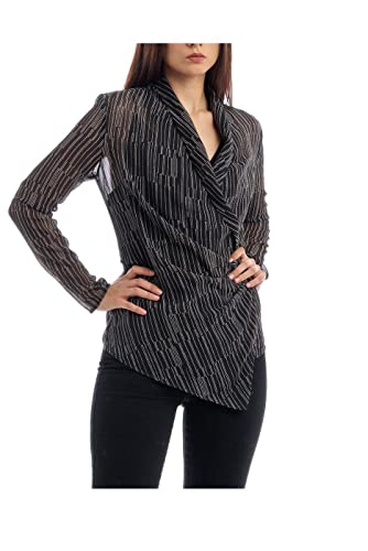  MANILA GRACE Donna Camicia Blusa Incrociata C231Ps 44 Nero Nero MA001
