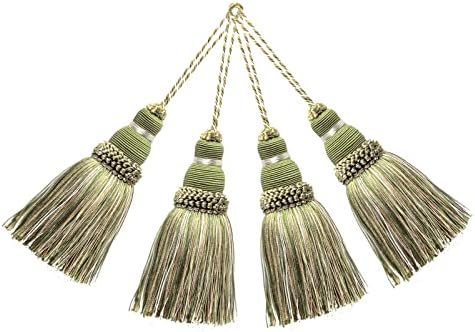 BEL AVENIR 4 Pack Elegant Polyester Tassel Colorful Craft Tassels for Key Chain Straps DIY Accessories (Mix Blue)