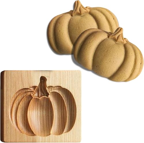 Molde de madera para galletas, molde tallado en 3D, cortador de galletas en relieve, moldes de sello de prensa de galletas para Halloween, Acción de Gracias, Navidad, Pascua, cocina, bricolaje