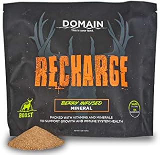 Domain Outdoor Recharge Deer Mineral, 10 lbs./Bag, Packed with Vitamins and Minerals to Support Growth and Health, Enhanced with Berry Infused Flavoring and Aroma, Support Overall Herd Health