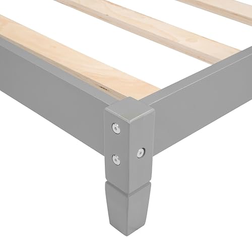 Miniatura 9 de JINS&VICO Sofá cama, cama de madera tamaño individual, cama de día moderna de mediados de siglo con marco de madera, sofá cama con respaldo y