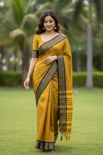 Image of SUPERLAXMI Womens Narayana Pattu Narayanpeth Cotton Silk Saree with unstitched blouse