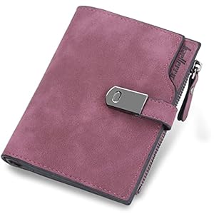 HNOOM Small Wallets for Women, Small Purse with Zipper Coin Pocket, Women’s Wallet PU Leather Soft Ladies Purse Bifold Compact Womens Wallet with 16 Card Slots and Multiple Compartment (Purple-S)