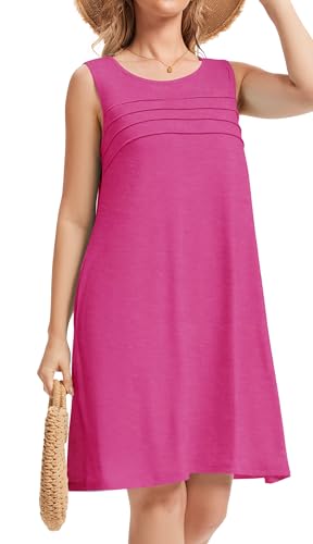 Image of CHICGAL Womens Summer Dresses Casual Loose Pleated Front Tshirt Sleeveless Tank Sundresses with Pockets 2026