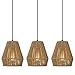 ELYONA 3 Pack Woven Pendant Lights, 7” Modern Boho Hanging Lamp with Handwoven Woven Rattan Shade, Adjustable Farmhouse Coastal Pendant Light Fixtures for Kitchen Island,Dining Room,Bar, Foyer Hallway