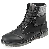 Territory Mens Grind Ankle Boots with Low Block Heel and Tru Comfort Foam Footbed, Black, 10.5