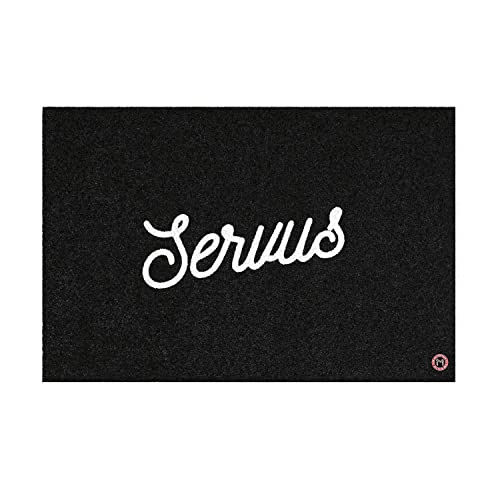 Mattentat Servus Fußmatte 60x40cm schwarz aus recycleten Nylonfasern - robuste Design-Schmutzfangmatte mit Spruch - Fussmatte Aussen und Innenbereich waschbar Cover