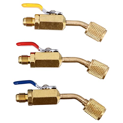 Adaptateur de pompe à vide 3 pièces avec vanne à bille à 45 degrés pour climatiseur portable