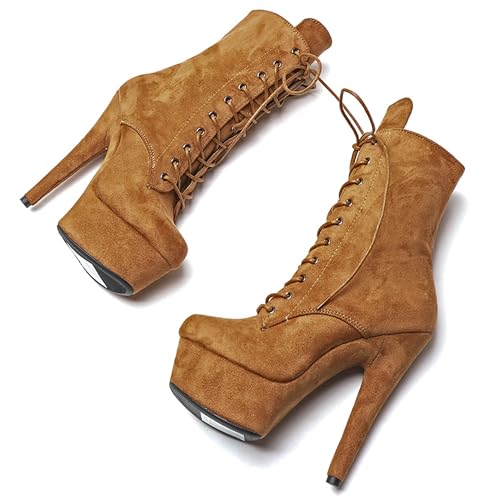 Image of WUXIN H&P 6 in Pole Dance Boot Shoes For Women,Exotic Stiletto Shoes Platform,Stiletto Platform Pole Dancing Ankle Boots Heels