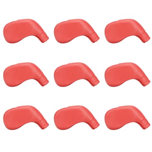 9本ゴルフクラブカバー TPE 防水アイアンパターヘッドカバー旅行交換プロテクター取り外し可能なアクセサリーギフトレッド 赤