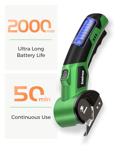 Cardboard Cutter, Rechargeable Cordless Electric Scissors, 4V Upgrade Motor Electric Box Cutter with 2 Blades, Safety Lock & LED Light, Powerful Cutting for Cardboard Box, Plastic, Leather