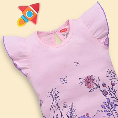 Image of LuvLap Baby Girls Regular Fit 100% Cotton Half Sleeves Girls Top CoSet Pack of 3