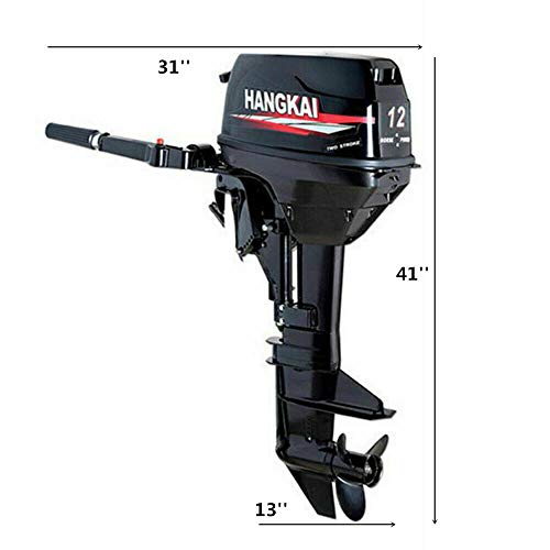 LianDu Outboard Motor Boat Engine 169CC 8.8KW 12HP Gasoline Outboard Motor Marine Inflatable Fishing Boat Engine Yacht Motor CDI Water Cooling System, 6.3 Gallon Fuel Tank