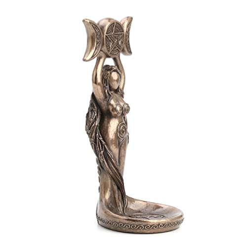 Veronese Design 8 1/2 Inch Tall Triple Moon Goddess Hecate Tealight Candle Holder Resin Statue Bronze Finish #TOP4