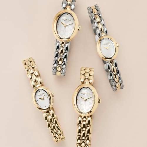 Image of Coach Sammy Women's 2H Quartz Watch Gift Set with Matching Adjustable Jewelry Bracelet - Oval Case - Minimalist Style - Gift for Her - 22.5mm