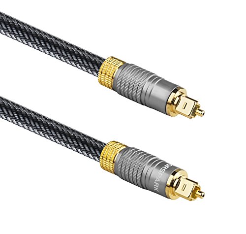 MythGeek Digital Optical Audio 24K Gold Plated Toslink Cable 6FT- CL3 Rated