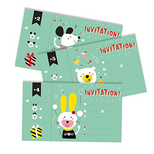 Avenue Mandarine, Ref CO143O, Detachable Invitation Cards, Animal Designs, Booklet of 12 Invitations, Original Illustrations - Image 3
