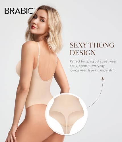 BRABIC Women's Backless Shapewear Bodysuit Tummy control Thong Seamless Body Shaper Sleeveless Compression Tanks Tops3