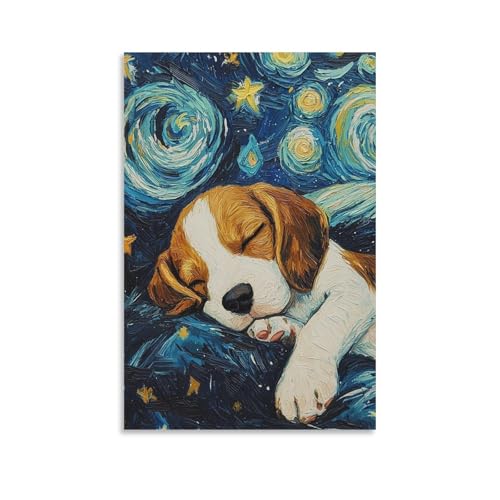 Pintura de Beagle para decorar paredes de dormitorios con encanto