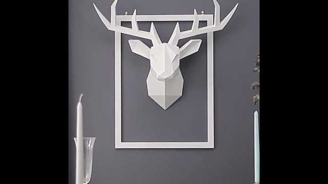 Adesivo Murale 3D Geometrico – Testa Di Cervo In Stile Cartoon, PVC, 51x81cm, Decorazione Casa Rimovibile - 2