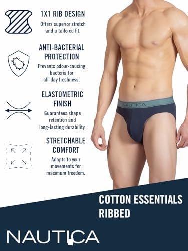 Image of Nautica Men's Cotton Blend Classic Solid Briefs