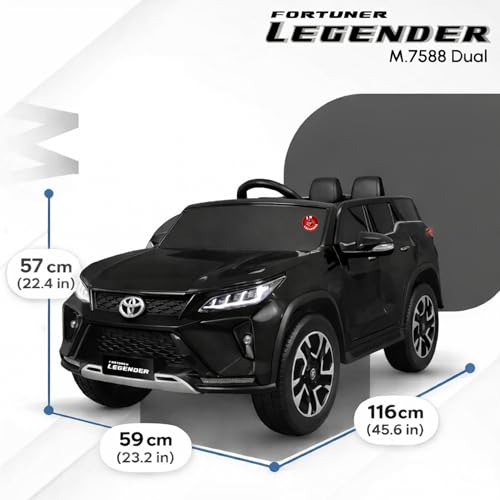Image of 12V Fortuner Legender Kids Ride On M-7588 Car | 6V Dual Motor | Remote Control | LED Lights | Music & Bluetooth (Black)