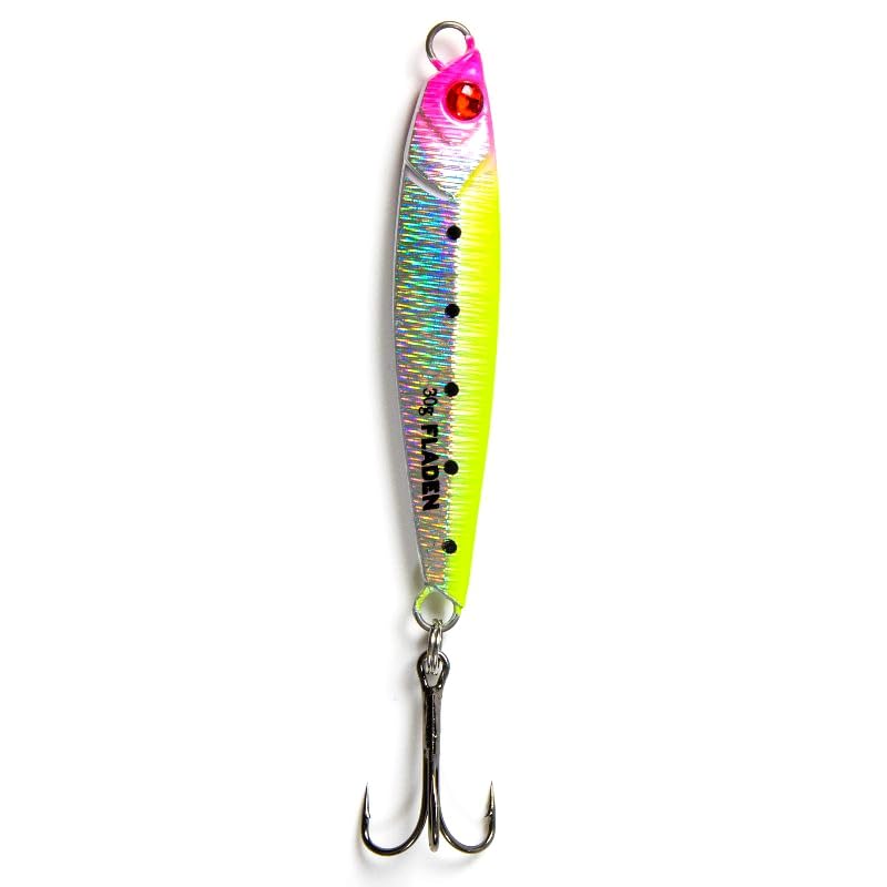 FLADEN Fishing - SHINER Speed Jig Bass Predator Power Cast Spinning Lure Three Weights 30g 40g 50g - 4 Colour Options - Designed for Bass Mackerel Cod & Pike (Lime, 40g) [16-271-1]