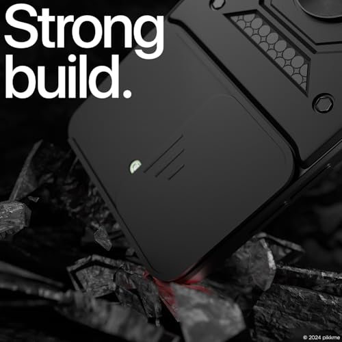 Image of Pikkme D10 Tough Armor Bumper Case | 360 Protection Case | Sliding Camera Shield Cover & Ring Holder Stand Back Cover for iQOO Z9X 5G (Black)