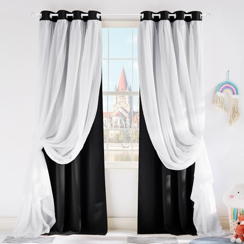 PONY DANCE 2 Layers Curtains Set - Room Darkening Mix &...