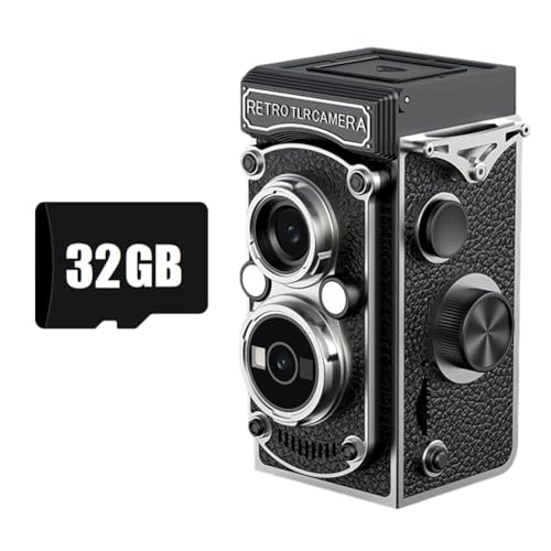 Minicámara retro portátil FHD 1080P con doble lente y flash para videos de vlogging