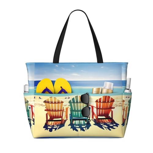 Grand sac de voyage avec scène de plage imprimée et finitions soignées