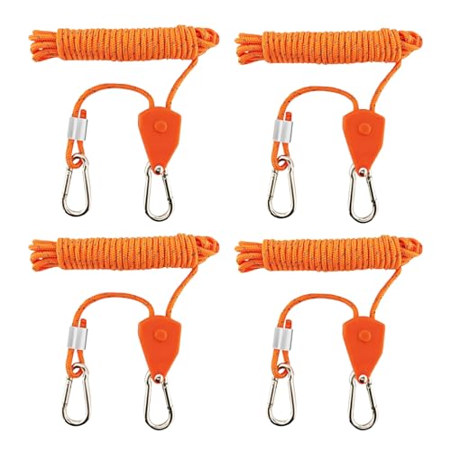 qianduoduo Lot de 4 haubans réfléchissants de 4 m, Corde de Tente Réfléchissante Kit, 4 mm Tendeur léger, Réglable, pour extérieur, Cordes à Cliquet pour Camping, Randonnée