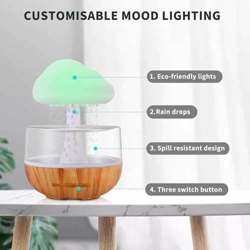 Image of Smart Ultrasonic Rain Cloud Humidifier & Essential Oil Diffuser | Real Water Drops Sound, 7-Color LED Night Light | USB-Powered Aromatherapy for Relaxation, Sleep & Home Decor