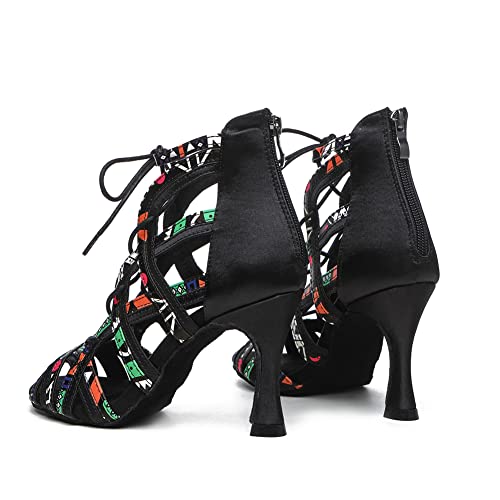 Women's Open Toe Ankle Dance Boots Latin Salsa Ballrooom Performence Practice Dance Shoes,YCL5233