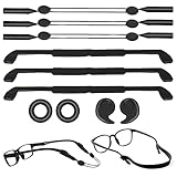 SooGree Retenedores de gafas, correa para gafas, ganchos para orejas para evitar que las gafas se resbalen, kits de retenedores de gafas de sol, Black / Headband Set 1, M