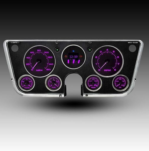 1967-1972 Chevy C10 K10 Pickup Truck Analog Gauge Panel Kit - Aurora Edition 6-Gauge Instrument Cluster Dash Upgrade - Custom Electronic Speedometer Tachometer Fuel Oil Temp Volt
