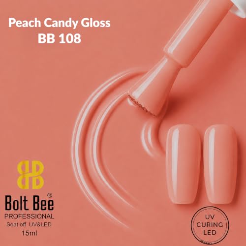 Image of BOLT BEE 15ML Gel Nail Polish 1Pc Clear Pink Glitter Nail Polish Soak Off UV LED Nail Gel Polish Nail Art Starter Manicure Salon DIY at Home, 0.5 OZ (1) (108)