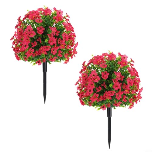Aprilsunnyzone Lot de 2 boules topiaires de buis artificielles de 61 cm de haut, 40 cm de diamètre, plantes artificielles réalistes pour décoration intérieure et extérieure, jardin, porche, balcon