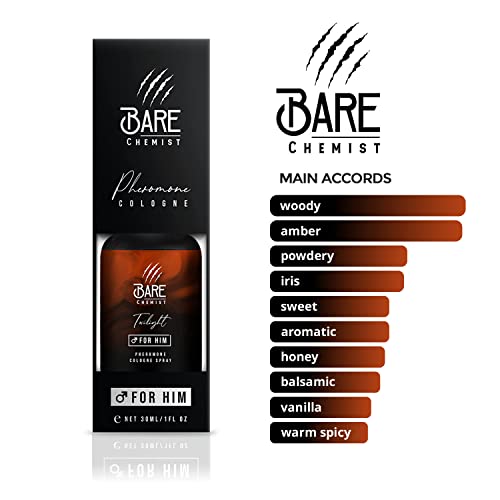 Bare Chemist Twilight Pheromone Cologne For Him - [Long Lasting Formula] Pheromone Perfume Oil Spray For Men 1Oz. - Lavender, Iris, Leather #TOP1