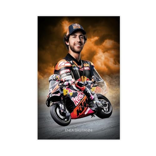 Poster sur toile Enea Bastianini MotoGP 2025 - Décoration pour chambre à coucher, bureau, chambre - Cadeau - 20 x 30 cm