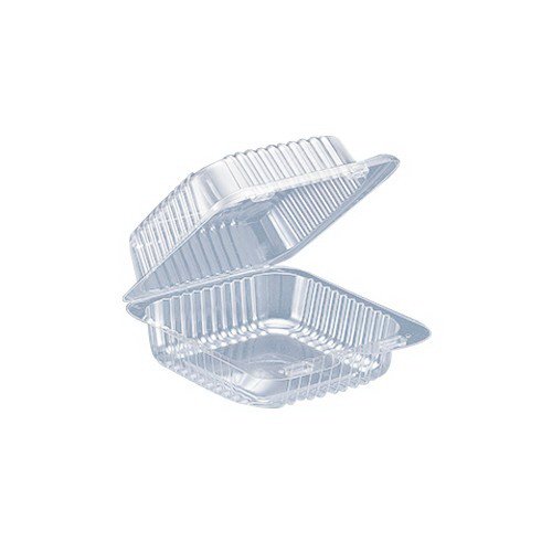 Inline SureLock 6 1/16" x 6 7/16" x 3 5/16" Clear Hinged Plastic Deli Container - 500 per Case
