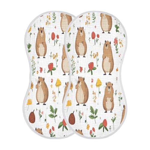 JUZIHAI 1Pack Cute Capybara Baby Burp Cloths Soft Cotton Burp Rags,Super Absorbent Burp Cloth Bag for Newborn Baby Boys/Girls2