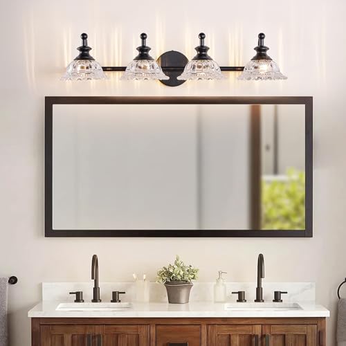 Image of XIEDUN Black Bathroom 29.7 inch Vanity Light Farmhouse Vanity Lights Vanity Lighting Fixtures