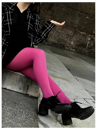 Image of WDIRARA Women's Burgundy Red Opaque Tights Pantyhose Tights High Waist Stockings