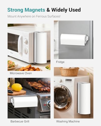 Image of PAROTO Magnetic Paper Towel Holder for Fridge, White Paper Towel Holder for Kitchen, Strong Magnet for Refrigerator, RV, Garage, BBQ, No Drilling, Kitchen & Bathroom Organizers and Storage
