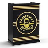BarberPub Empfangstheke mit 1 Schublade & 1 Schrank, Empfangstisch Abschließbar, Empfangstresen Holz, Rezeptionstisch Rezeptionstheke Schmal, Kassentheke für Friseursalon, 45x80x110 cm, R9788(Schwarz)