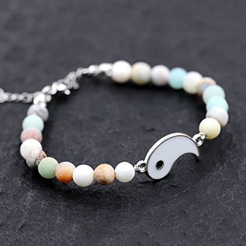Pulseras Yin Yang para parejas y amigos ajustables en blanco y negro 4